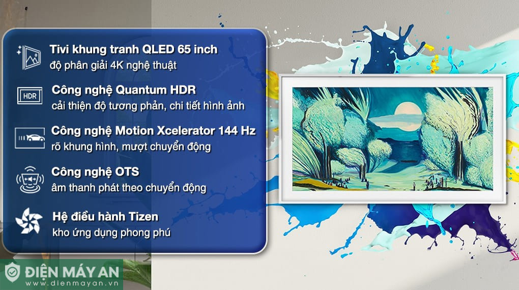 Smart Tivi Khung Tranh The Frame QLED Samsung AI 4K 65 inch QA65LS03F (65LS03F)